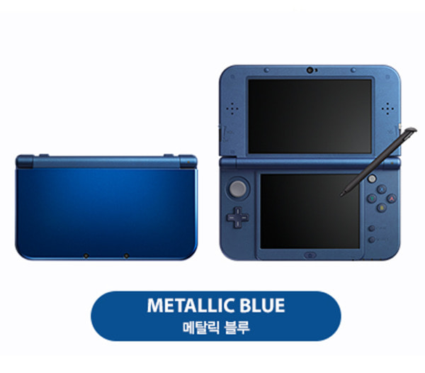 New 닌텐도 3DS XL - 메탈릭 블루 본체 + 액정보호필름 + 크리스탈케이스